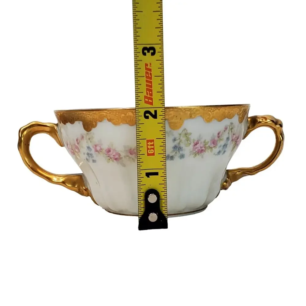 Antique Tiffany & Co NY Theodore Haviland Limoges Porcelain Bouillon Cups Saucer